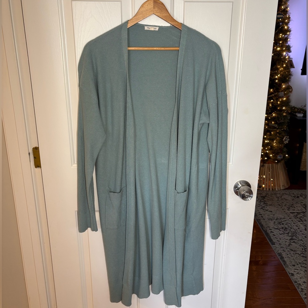 Tea n Rose Open Front Cardigan - Soft Green
